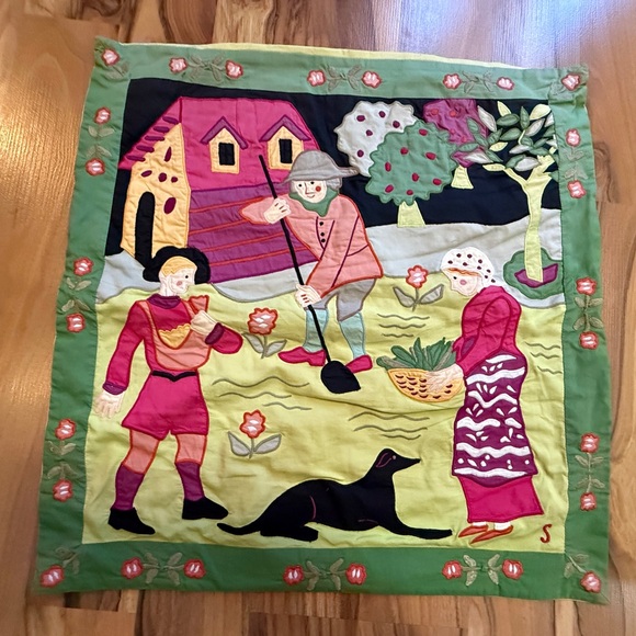 SUSAN SARGENT APPLIQUÉ PILLOW COVERS. TWO 20x20” COVERS - Picture 4 of 10